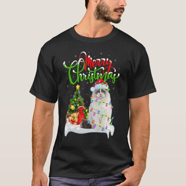 Ragdoll Cat   Xmas Decorations Santa Ragdoll Chris T-Shirt (Front)