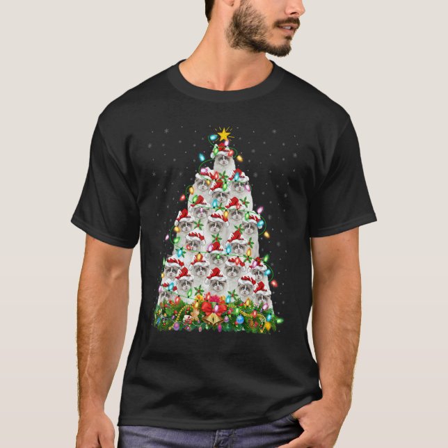 Ragdoll Cat   Xmas Lights Santa Ragdoll Christmas  T-Shirt (Front)