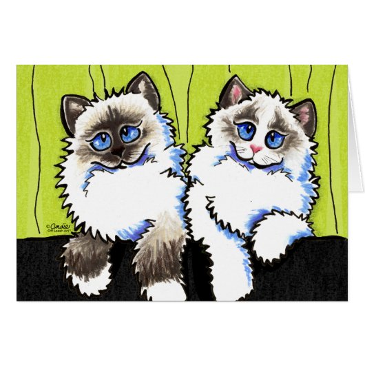Ragdoll Cats Pair of Dolls Off-Leash Art™ Cards (Front Horizontal)
