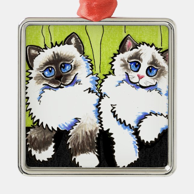 Ragdoll Cats Pair of Dolls Off-Leash Art™ Metal Ornament (Front)
