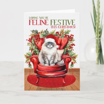 Ragdoll Christmas Cat Feline Festive Holiday Card by PAWSitivelyPETs at Zazzle