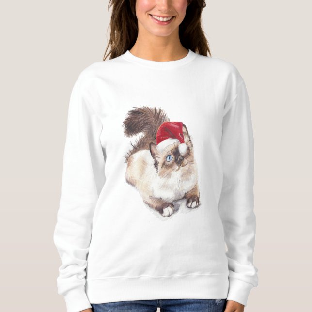 Ragdoll Christmas T-Shirt by Artist GV Hemmings Sweatshirt (Front)