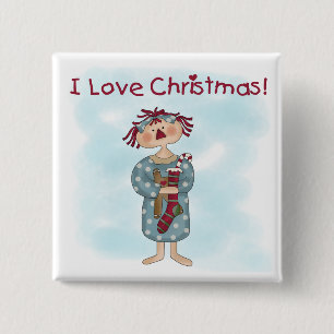 Ragdoll I Love Christmas Tshirts and Gifts Button