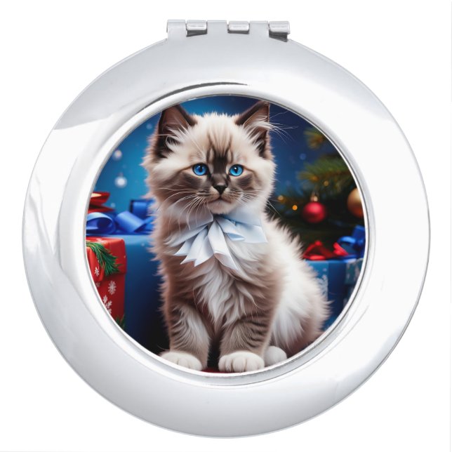 Ragdoll Kitten Christmas Present  Compact Mirror (Front)
