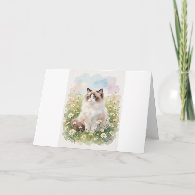 Ragdoll Meadow Daisy Rest Greeting Card