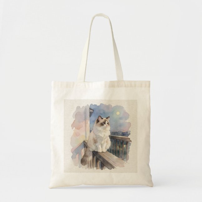 Ragdoll Moonlit Balcony Gaze Tote Bag
