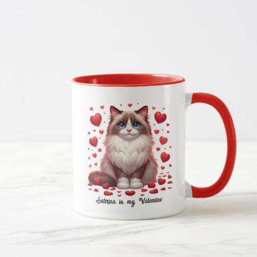 Ragdoll Romance Valentines Day Heartfelt Paws Mug