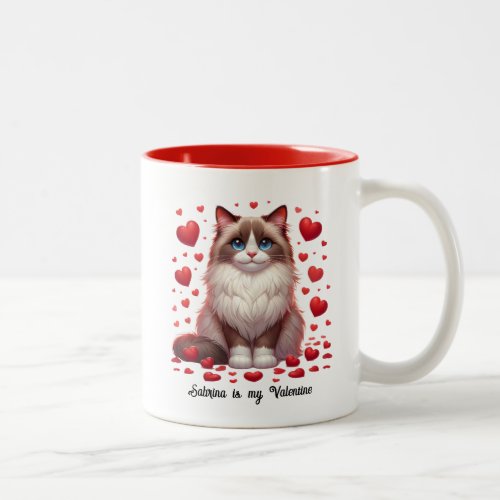Ragdoll Romance Valentines Day Heartfelt Paws Two_Tone Coffee Mug