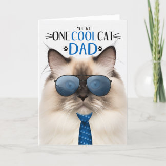 Ragdoll Seal Point Cat Father's Day One Cool Cat Holiday Card