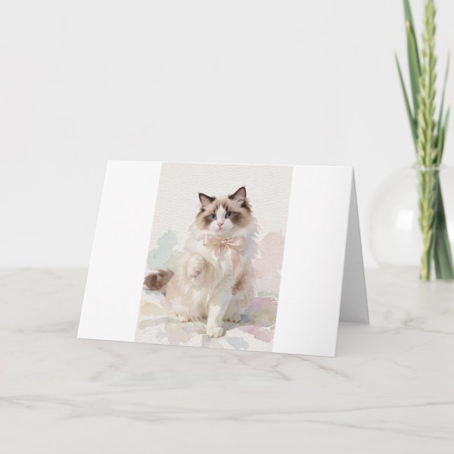 Ragdoll Silk Ribbon Play Greeting Card
