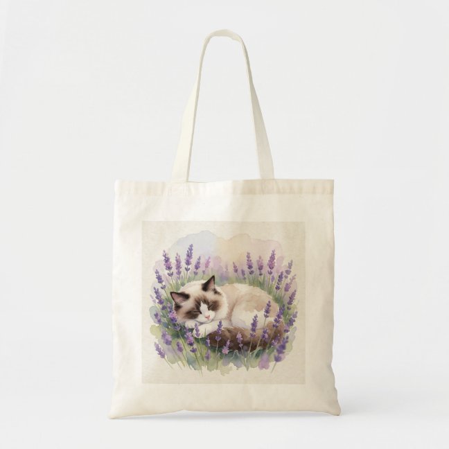Ragdoll Sleeping Among Lavender Fields Tote Bag