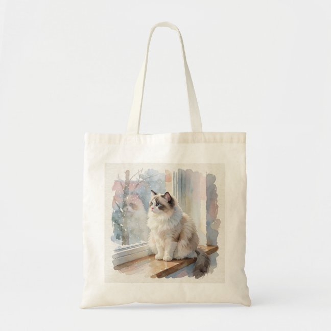 Ragdoll Snowfall Window Gaze Tote Bag