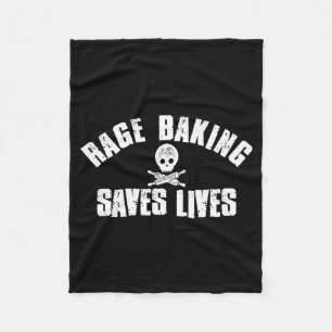 Rage Baking Saves Live Skull Funny Baker Cook Chef Fleece Blanket