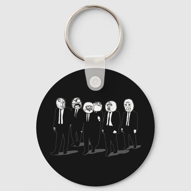 rage comic meme faces walking keychain (Front)