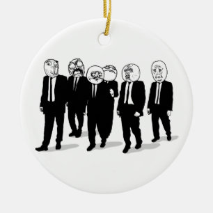Rage Comic Meme Faces Walking. Me Gusta. Ceramic Ornament