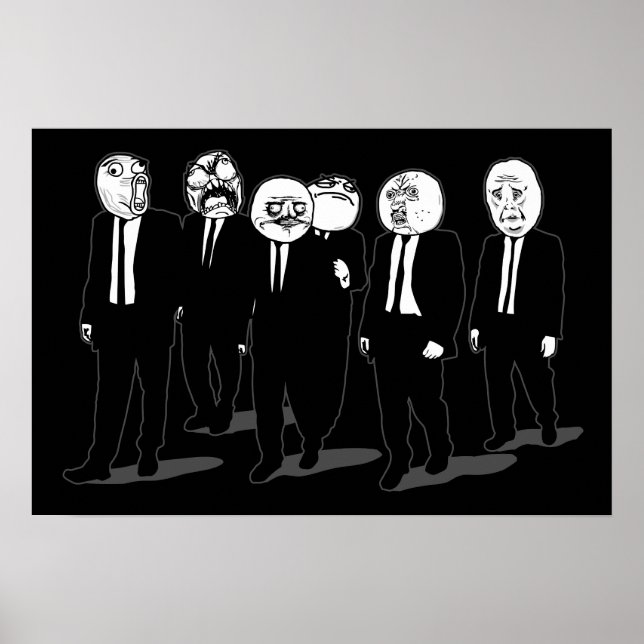 Rage Comic Meme Faces Walking. Me Gusta. Poster (Front)