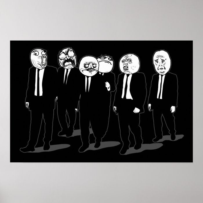 Rage Comic Meme Faces Walking. Me Gusta. Poster