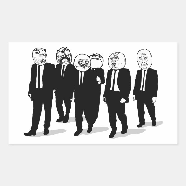 Rage Comic Meme Faces Walking. Me Gusta. Rectangular Sticker (Front)