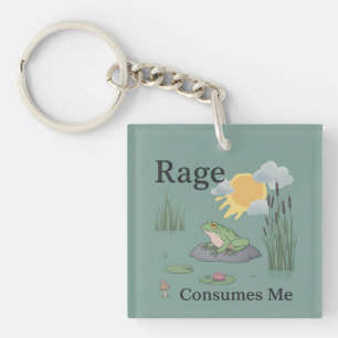 Rage Consumes Me Frog Pond Meme Frog Vintage Style Keychain