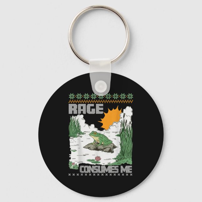 Rage Consumes Me Ugly Christmas Sweaters Funny Fro Keychain (Front)