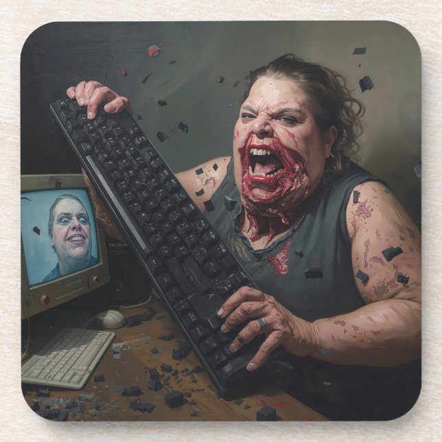 Rage Error: System Failure - Ctrl Alt Delirium Beverage Coaster (Front)