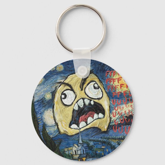 Rage Face Meme Face Comic Classy Painting Keychain (Front)