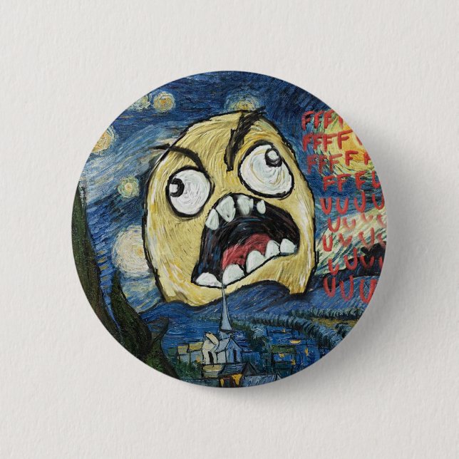 Rage Face Meme Face Comic Classy Painting Pinback Button (Front)