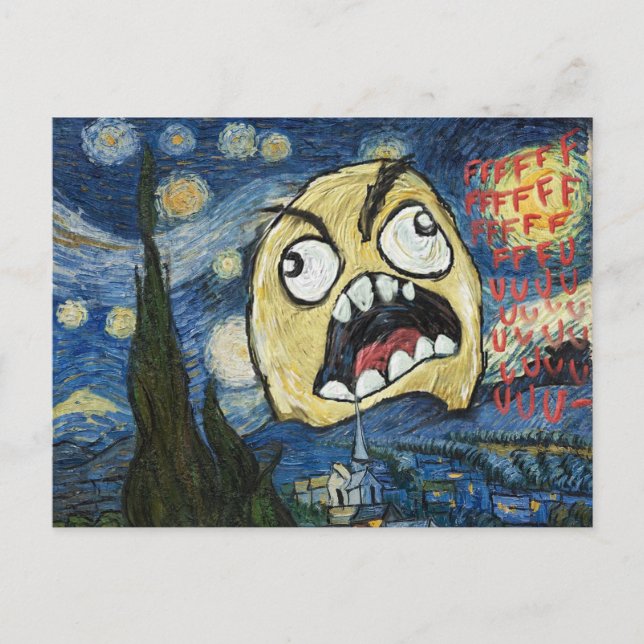 Rage Face Meme Face Comic Classy Painting Postcard (Front)