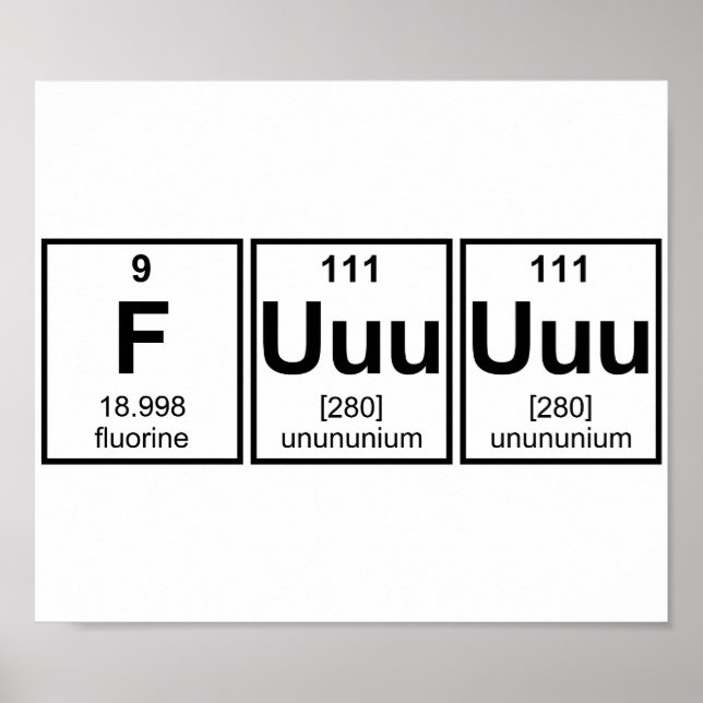 Rage Fuuuuuu Periodic Table Element Symbols Poster (Front)