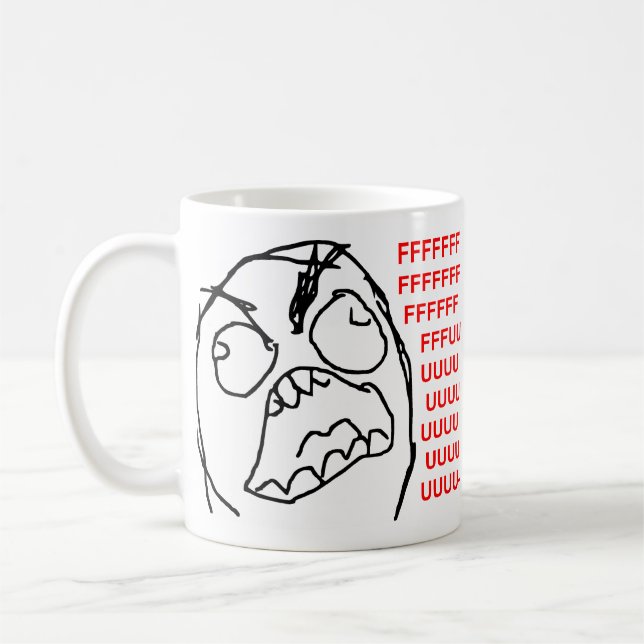 Rage Guy Angry Fuu Fuuu Rage Face Meme Coffee Mug (Left)