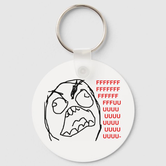 Rage Guy Angry Fuu Fuuu Rage Face Meme Keychain (Front)