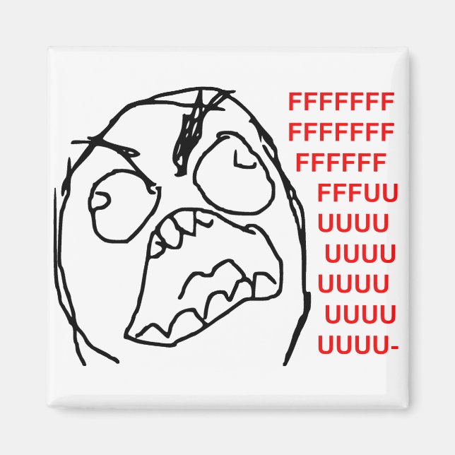 Rage Guy Angry Fuu Fuuu Rage Face Meme Magnet (Front)