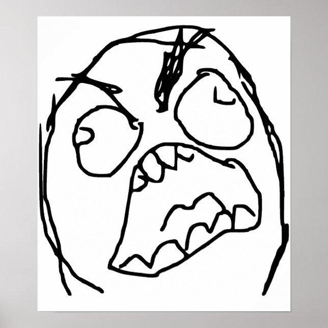Rage Guy Angry Fuu Fuuu Rage Face Meme Poster (Front)