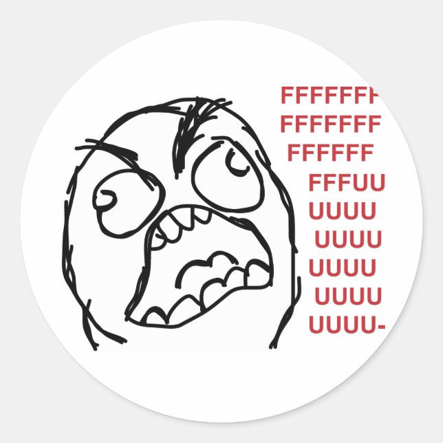 Rage guy fuuu fuuuu classic round sticker (Front)