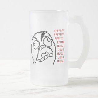 Rage guy fuuu fuuuu frosted glass beer mug