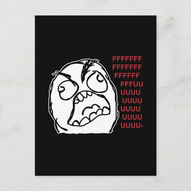 Rage guy fuuu fuuuu postcard (Front)