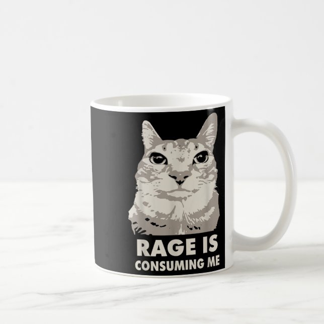 Rage Is Consuming Me Angry Cat Meme Sarcasm Funny  Coffee Mug (Right)