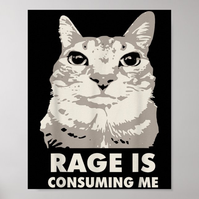 Rage Is Consuming Me Angry Cat Meme Sarcasm Funny  Poster (Front)