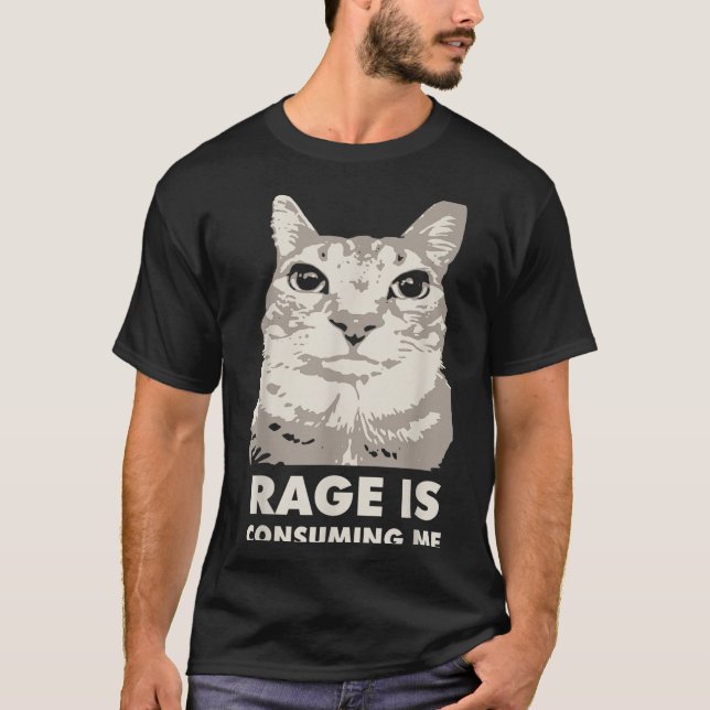 Rage Is Consuming Me Angry Cat Meme Sarcasm Funny  T-Shirt (Front)