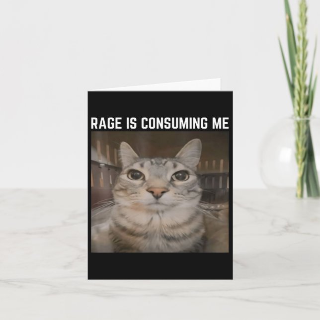 Rage Is Consuming Me Meme Cat Meme Oddly Specific  Card (Front)