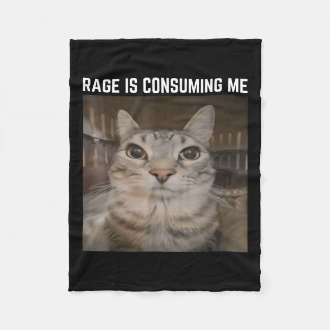 Rage Is Consuming Me Meme Cat Meme Oddly Specific  Fleece Blanket (Front)