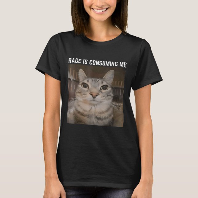 Rage Is Consuming Me Meme Cat Meme Oddly Specific  T-Shirt (Front)