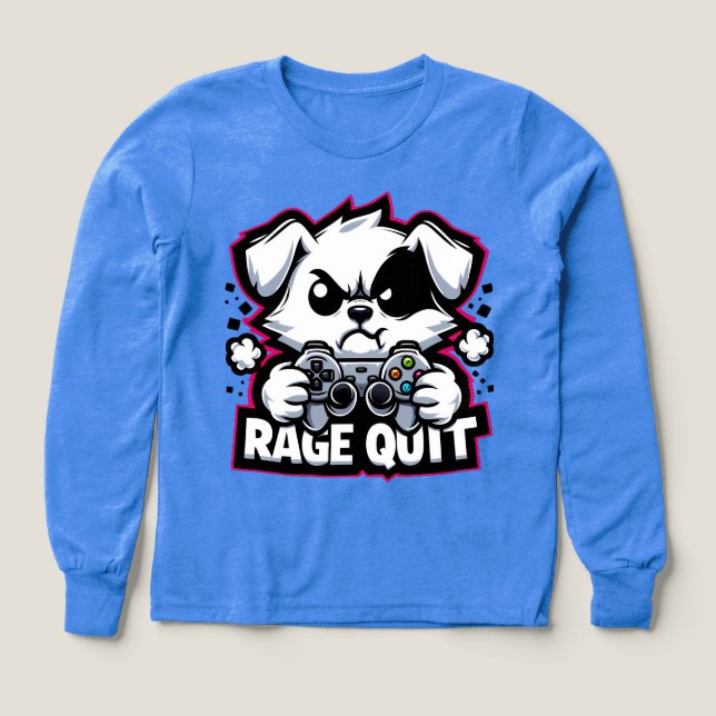 Rage Quit Gaming Dog Shirt - Funny Gamer Gift for  (Design Front)