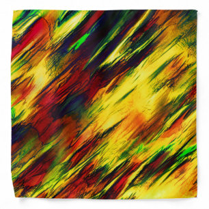 Raged stained from red to yellow, a little green  bandana