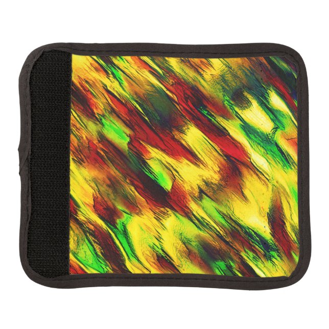 Raged stained from red to yellow, a little green  luggage handle wrap (Front)