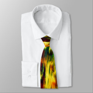 Raged stained from red to yellow, a little green neck tie