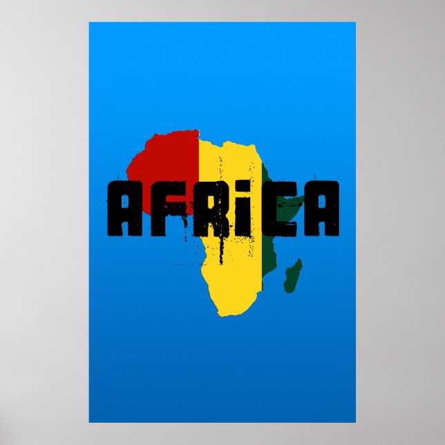 Ragga Africa Reggae style map of Africa Poster (Front)