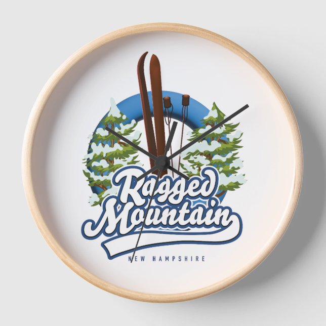 Ragged Mountain New Hampshire ski logo Clock (Front)