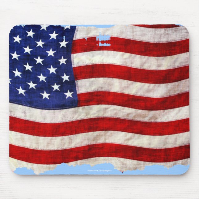 Ragged US Flag United States Patriotic Art Design Mouse Pad (Front)