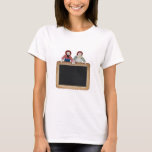 Raggedy Ann &amp; Andy rag dolls hold chalkboard. T-Shirt